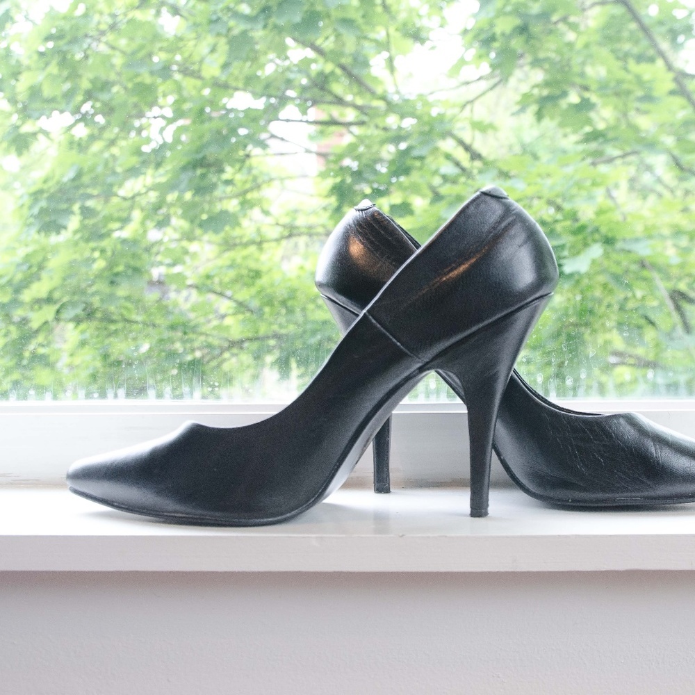 Pleaser 4 inch black leather heel size 13